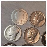 Lot of 9-1910-1944 Silver Dimes, Very Nice