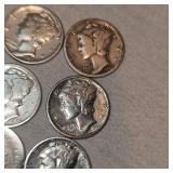 Lot of 9-1910-1944 Silver Dimes, Very Nice