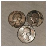 3 Washington Silver 25c