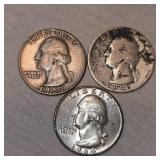 3 Washington Silver 25c