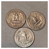 3 Washington Silver 25c