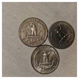 3 Washington Silver 25c