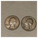 1958,1962 Washington Quarters 25c, Qty 2