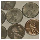 1943 Steel Wheatback Pennies 1c, Qty 9