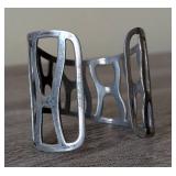 K - Sterling Silver Cuff Bracelet - 2 in. wide