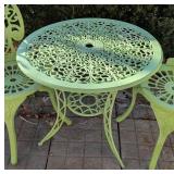 BY -Vintage Mint Green Painted Metal Bistro Set - Round Table
