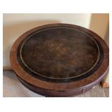 UL - Vintage Round Pedestal Table with Leather Top