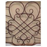 UL - Large 35" x 35" Wrought Iron Lattice Wall Hanging in Distressed White Frame - Blue Quote Wood Sign