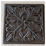 UL - Carved Wood Wall Decor Panels - Leaf Motif + Round Floral Medallion