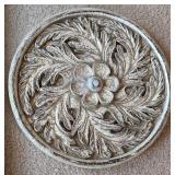 UL - Carved Wood Wall Decor Panels - Leaf Motif + Round Floral Medallion