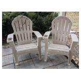 BY - Adirondack Chairs Pair - Beige Plastic with Cup Holders, Outdoor Patio Furniture Set