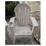 BY - Adirondack Chairs Pair - Beige Plastic with Cup Holders, Outdoor Patio Furniture Set