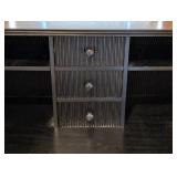 MR - Black Painted Wood Desk With Hutch