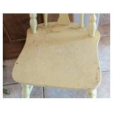 ML - Vintage Painted Wood Chair & Side Table Set - Distressed Green Table & Cream Chair