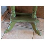 ML - Vintage Painted Wood Chair & Side Table Set - Distressed Green Table & Cream Chair