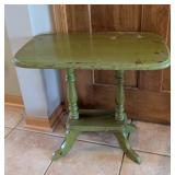 ML - Vintage Painted Wood Chair & Side Table Set - Distressed Green Table & Cream Chair
