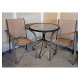 G - Patio Table & 2 Chairs Set - Round Glass Top