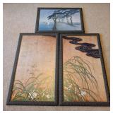 UL - Three Framed Japanese Woodblock Prints - Landscape & Seascape Triptych