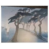 UL - Three Framed Japanese Woodblock Prints - Landscape & Seascape Triptych