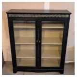G - Vintage Glass Front Double Door Black Display Cabinet