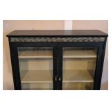 G - Vintage Glass Front Double Door Black Display Cabinet