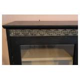 G - Vintage Glass Front Double Door Black Display Cabinet