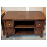 G - Wood Console Cabinet with 4 Drawers & Open Shelves