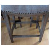 ML - Three Counter Height Stools - Gray Upholstery With Nailhead Trim