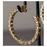 K - 10K Gold CZ Hoop Earrings