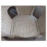 UL - Cream Wicker Armchairs Set With Coffee Table - Pair