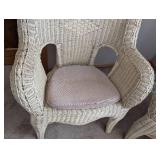 UL - Cream Wicker Armchairs Set With Coffee Table - Pair