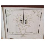 UL - Cream Painted Cabinet Table - Floral Carved Doors