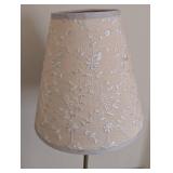 UL - Pair of Petite Table Lamps - Floral Embroidered Beige Shades