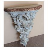 UL - Decorative Wall Shelves & Ornate Crystal-Knob Hooks - Painted Distressed Finish