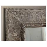 UL - Standing Mirror - 32.5 in W x 66 in H - Ornate Distressed Silver Frame