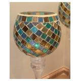 UL - Set of Three Decorative Mosaic Glass Candleholders