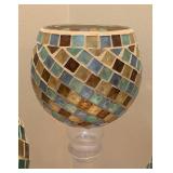 UL - Set of Three Decorative Mosaic Glass Candleholders