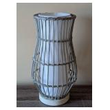 UL - Wire Cage Table Lamp with White Fabric Shade