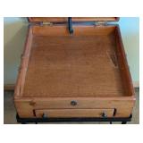 Lift-Top Side Table with Drawer on Black Metal Frame