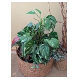 UL - Decorative Baskets With Faux Foliage - Set of 3