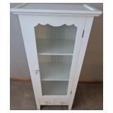 UL - White Glass-Door Storage Cabinet with 2 Drawers
