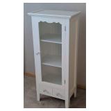 UL - White Glass-Door Storage Cabinet with 2 Drawers