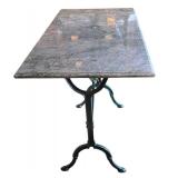 O - Green Cast Iron Base With Separate Marble Top Dining Table / Desk
