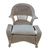 LR - Rattan Wicker Armchair & Ottoman - Pale Sage Cushions