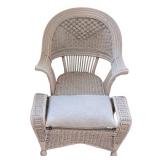 LR - Rattan Wicker Armchair & Ottoman - Pale Sage Cushions