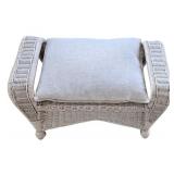 LR - Rattan Wicker Armchair & Ottoman - Pale Sage Cushions