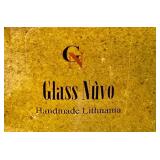 LR - Glass Nuvo Handmade Lithuania Glass Vase - Teal Amber Fusion, 10 in Tall