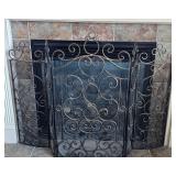 LR - Wrought Iron 5-Panel Folding Fireplace Screen