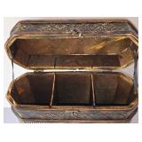 LR - Ornate Wood Boxes & Metal Lantern Candle Holder - 3-Piece Set