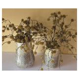 LR - Mosaic Mirror Vases - 9.75in & 12in tall with Faux Foliage (Lot of 2)